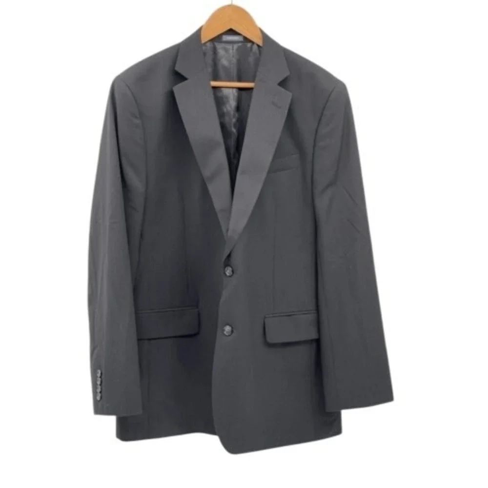 Stafford‎ Sport Coat Blazer Suit Jacket Men 44 L Classic Fit Black Wool Blend